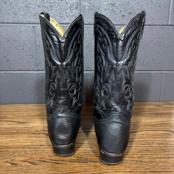 Vintage Domini Pelle Black Lizard Cowboy Boots 10.5 EE Made in Mexico Western - Picture 5 of 9